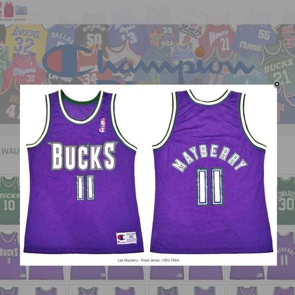 Champion - Milwaukee Bucks Lee Mayberry vintage jersey (1993) RARE 44 - Picture 6 of 6